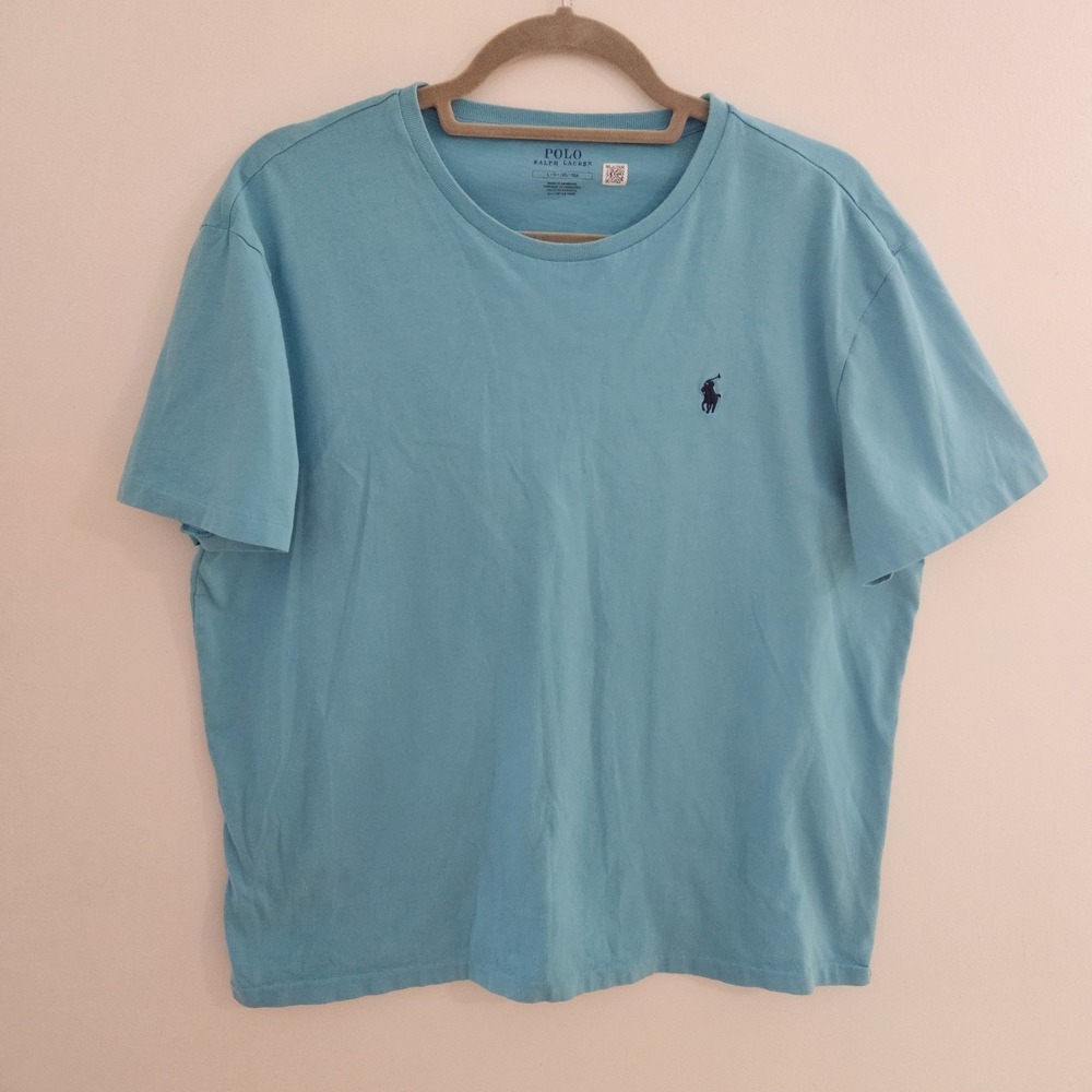 Polo Ralph Lauren Shirt Mens Large‎ Blue Short Sleeve Logo Cotton T-shirt